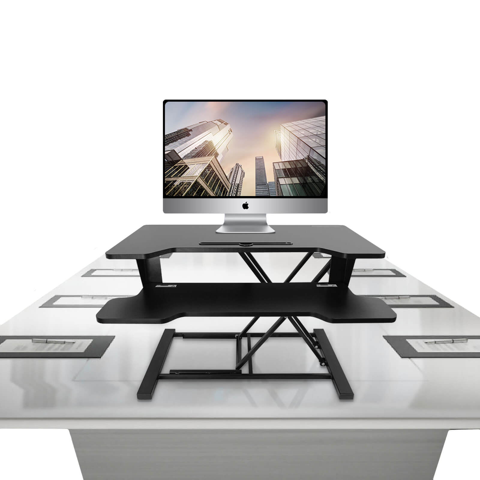 Bureauverhoger | Sta-zit verhoger | 2-schermen | 53 cm hoog