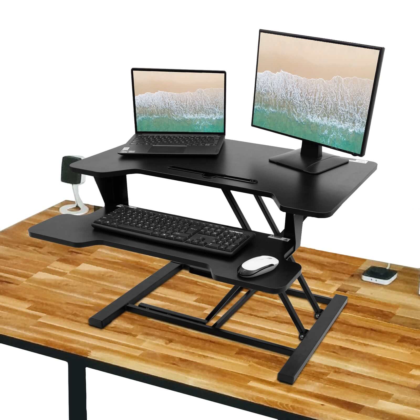 Bureauverhoger | Sta-zit verhoger | 2-schermen | 53 cm hoog